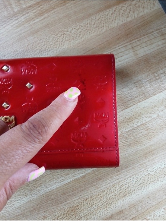 MCM Red Patent Leather Studded Wallet - Picture 10 of 10